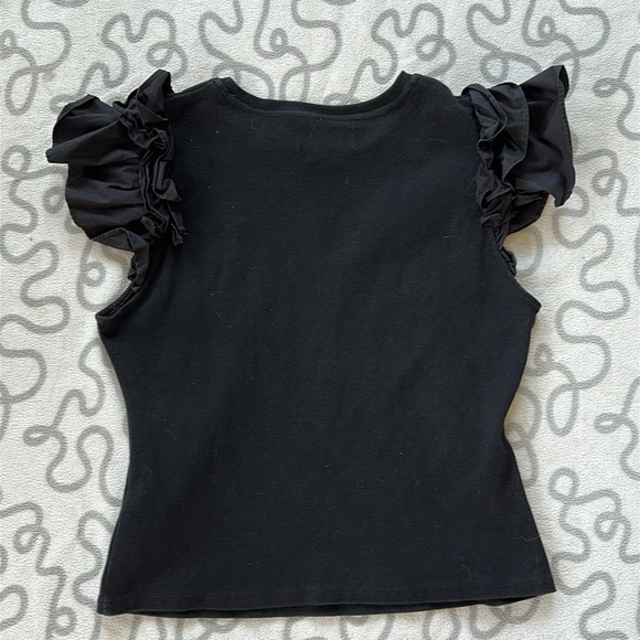 Anthropologie Ribbed Ruffle Sleeve Top - Picture 2 of 4